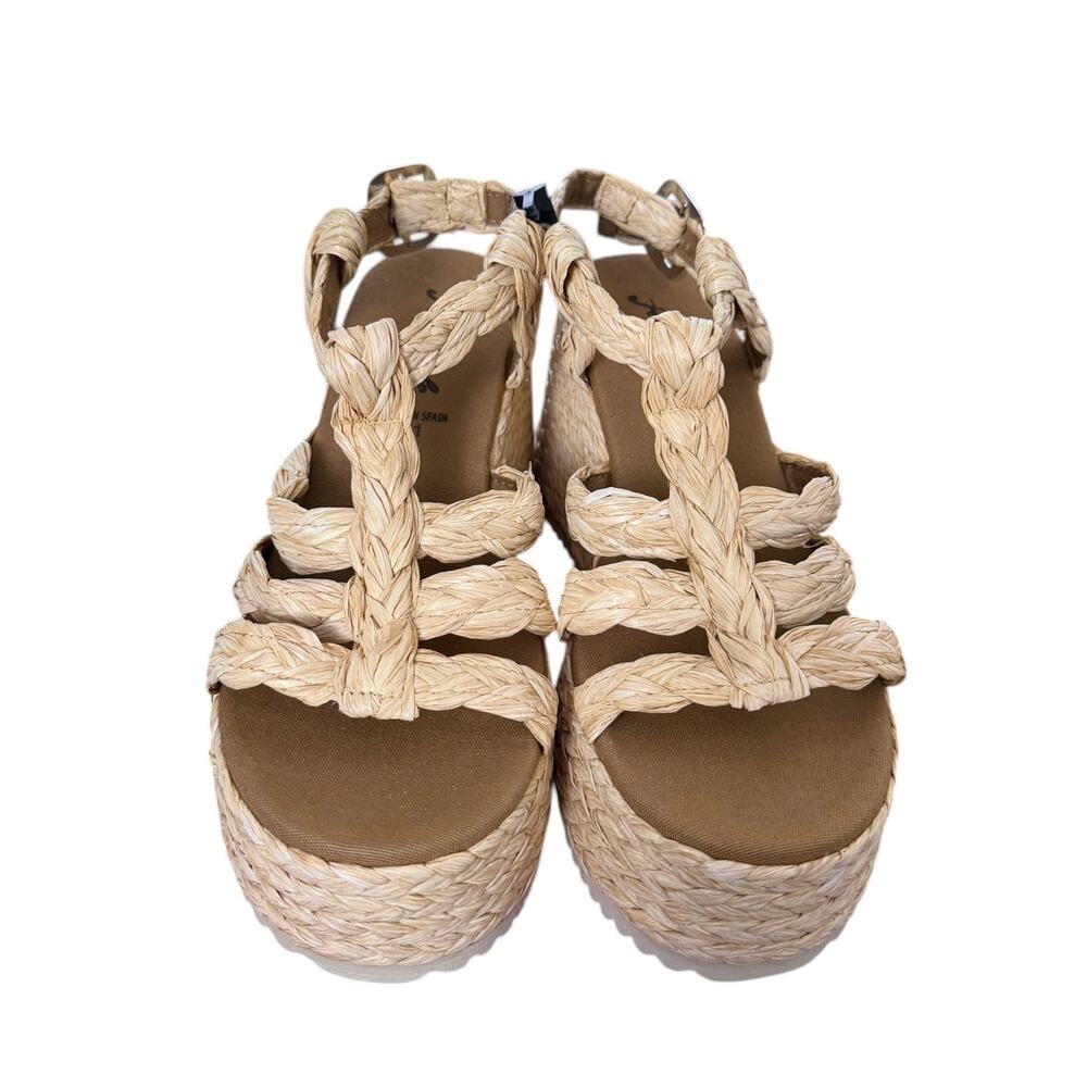 Free People Raffia Rendezvous Wedge Sandal Women's 11 Beige Platform Braid NEW